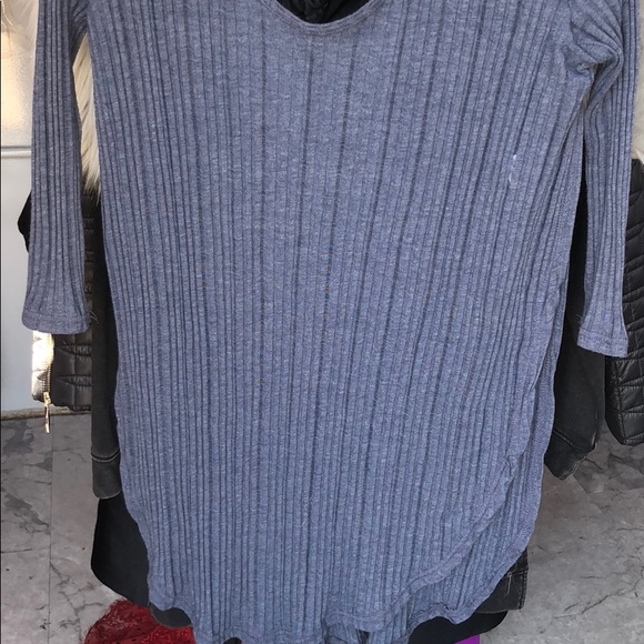 FREE PEOPLE BLUE ASTORIA SIDE SLIT DEEP SCOOP TOP - Picture 3 of 5